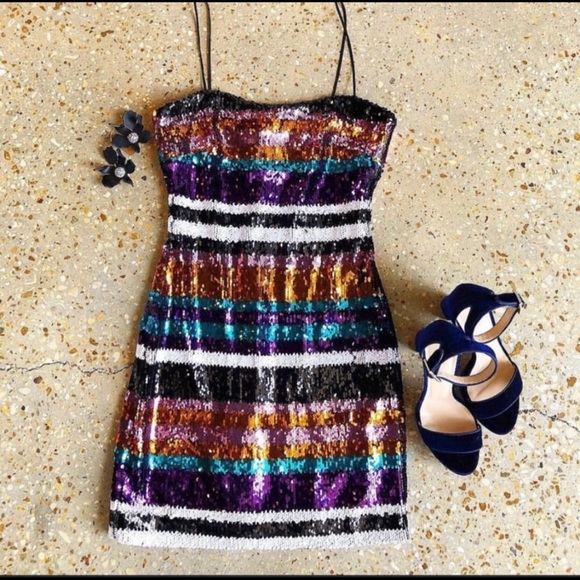 Likely striped sequin mini dress - Picture 1 of 3